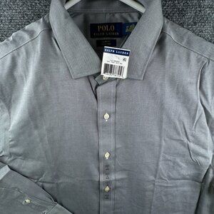 NWT Polo Ralph Lauren Men SLIM FIT Button Up Shirt Gray Easy Care 17 32/33 Adult